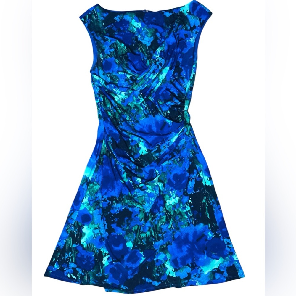 Elegant Blue Floral Dress